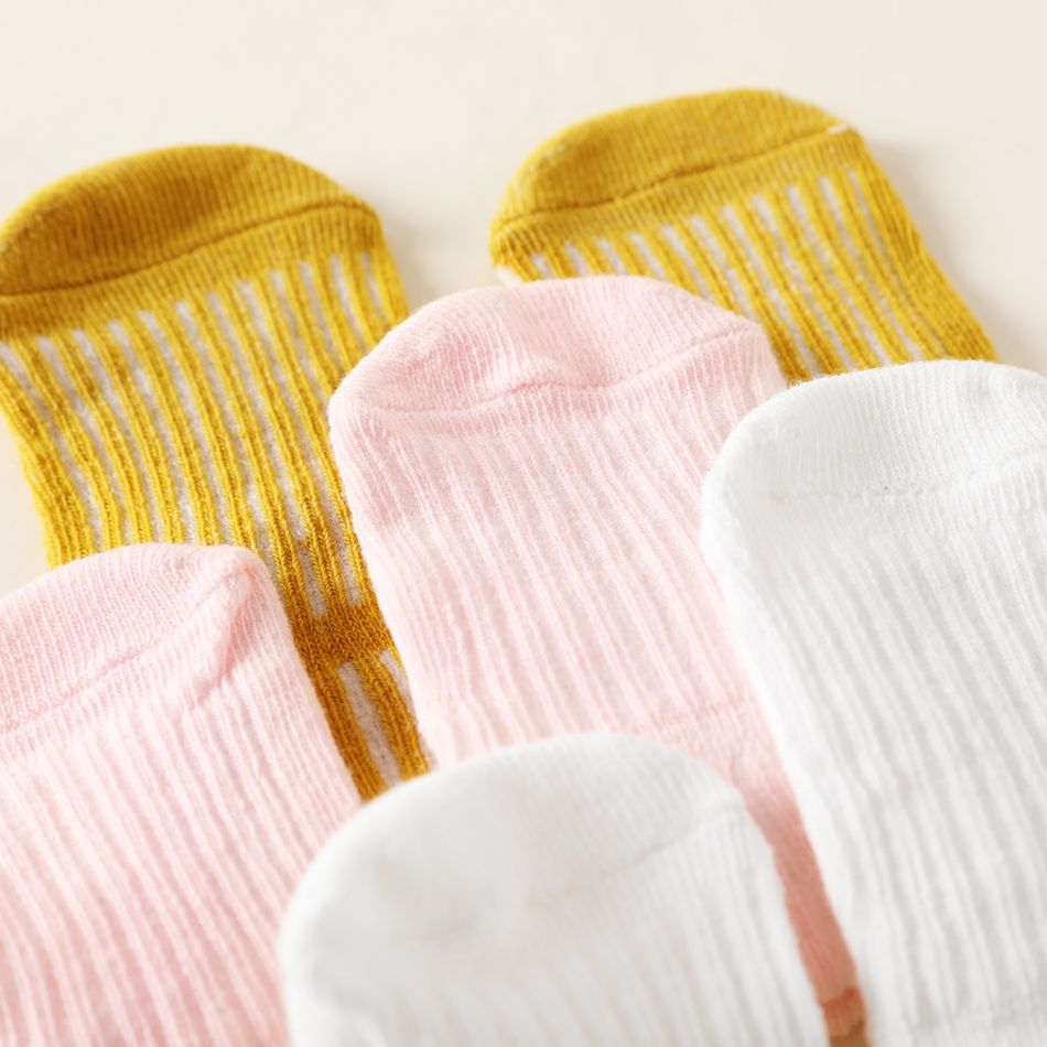 3-pairs Baby Simple Plain Ribbed Socks Multi-color big image 1