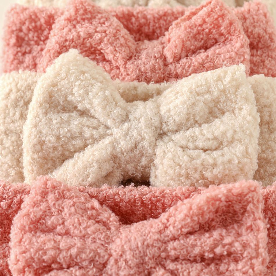 2-pack Solid Bow Warm Plush Headband for Girls Pink big image 5