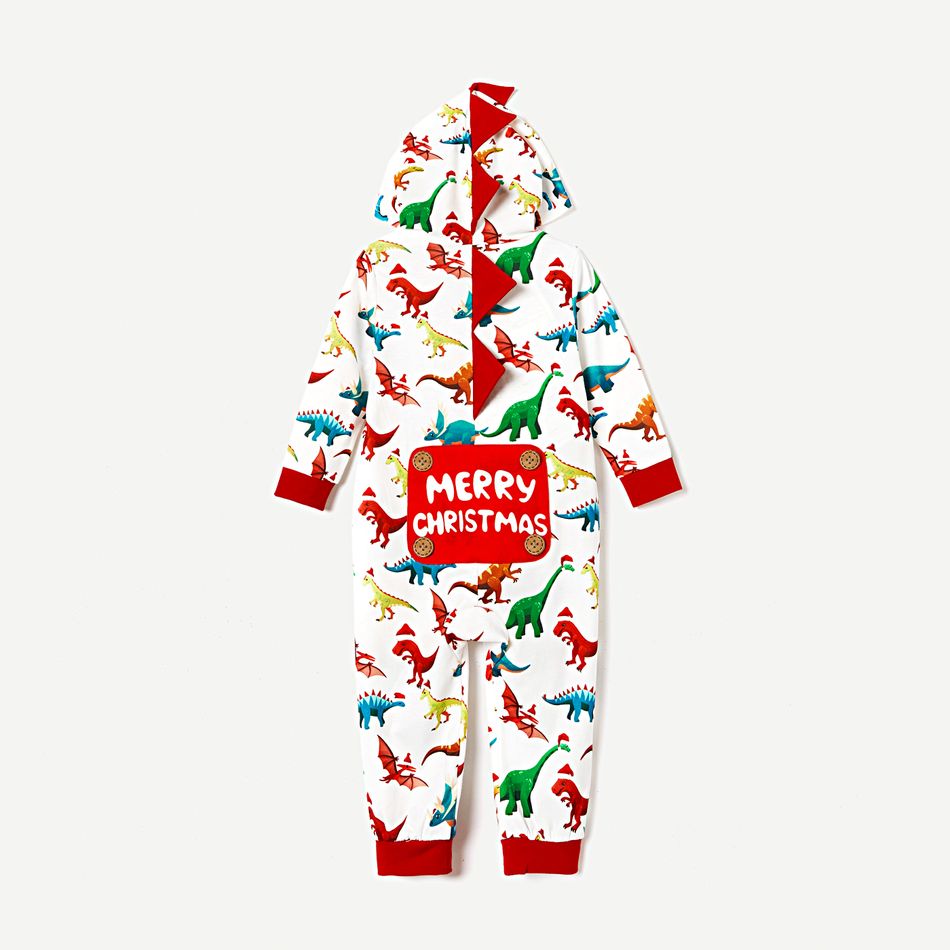 Christmas Dinosaur Print Family Matching Long-sleeve Hooded Onesies Pajamas Sets (Flame Resistant) Multi-color big image 13