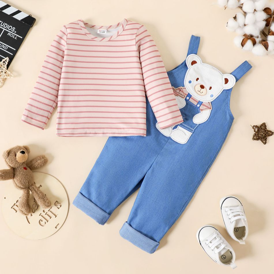 2 unidades Bebé Menino Hipertátil/3D Urso Infantil Sem mangas Conjunto para bebé Azul Claro big image 2