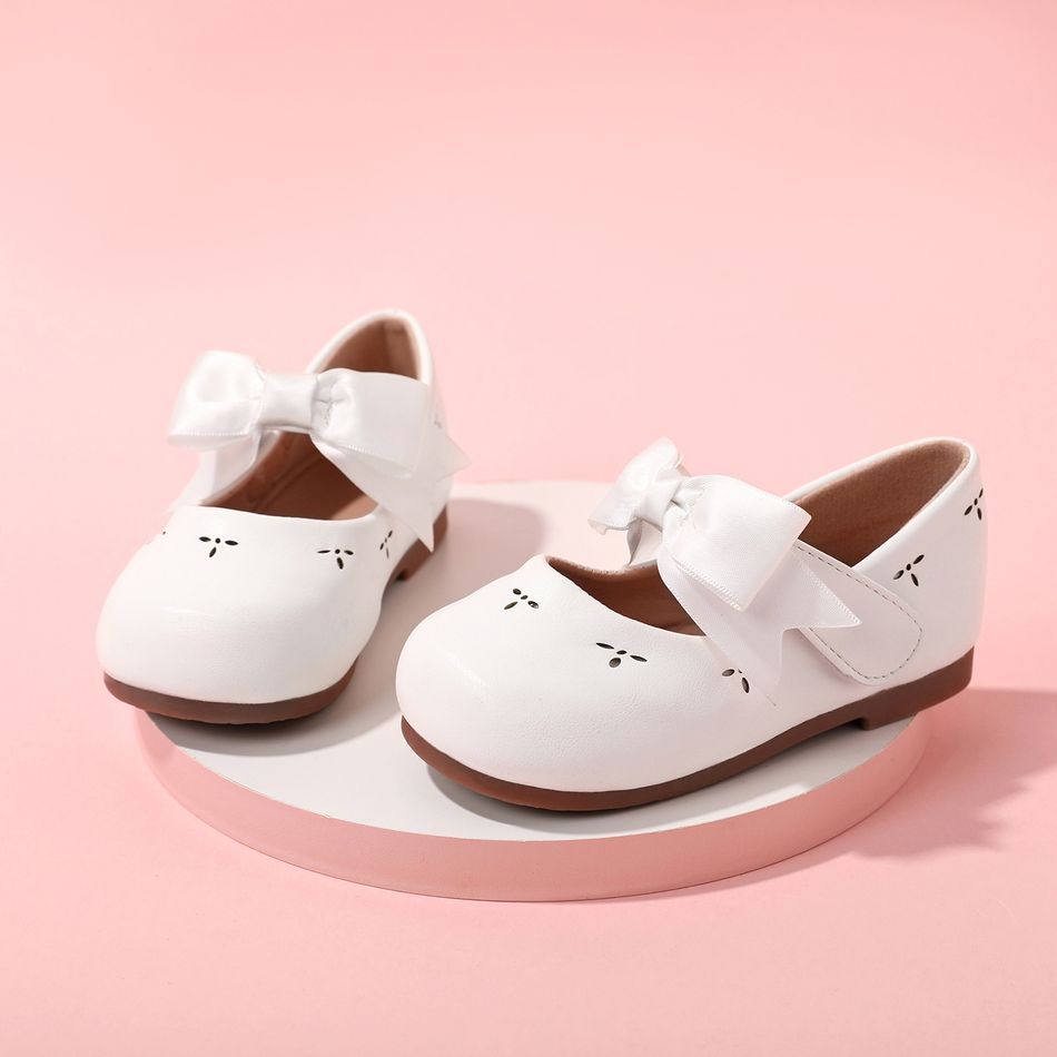Toddler / Kid Bow Decor Hollow Out White Flats White big image 1