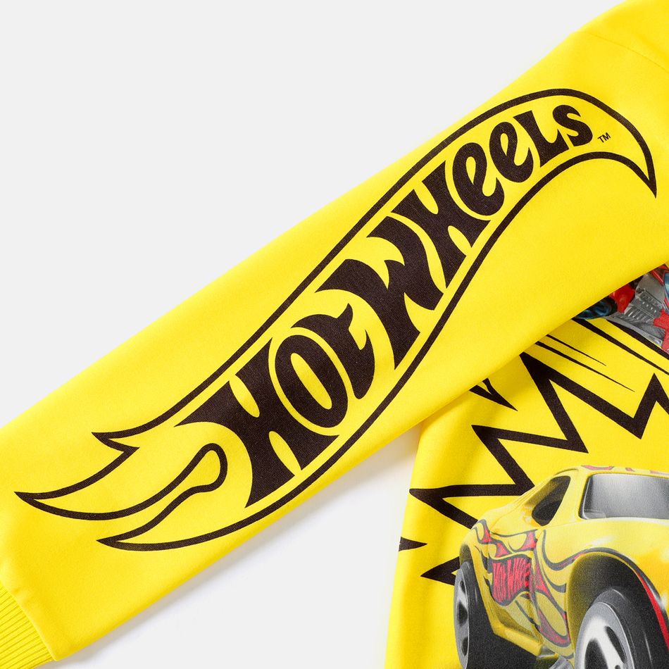 Hot Wheels Kid Boy Letter Print Pullover Sweatshirt Yellow big image 5