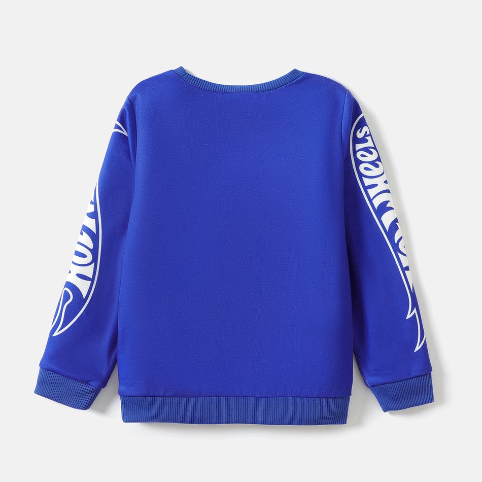 Hot Wheels Kid Boy Letter Print Pullover Sweatshirt Blue big image 3