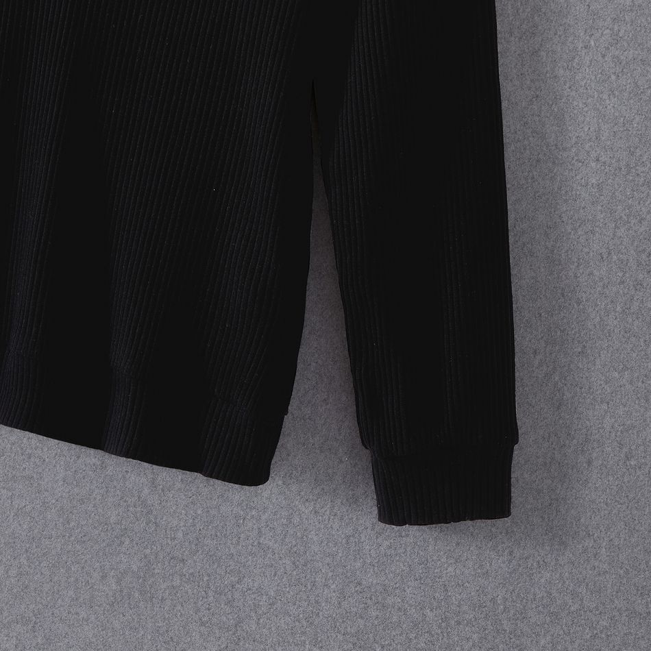Family Matching Cotton Rib Knit Colorblock Long-sleeve Hoodies Black/White/Red big image 11