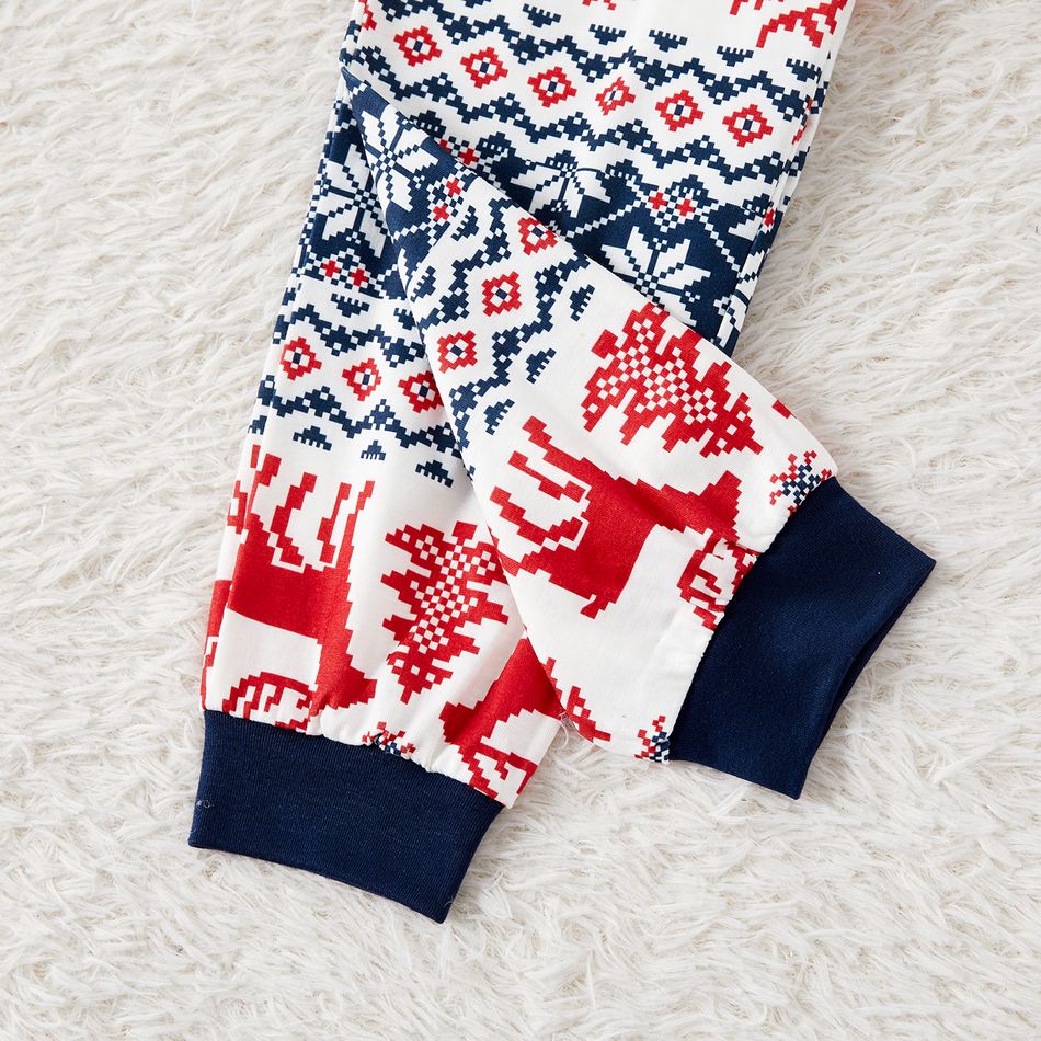 Christmas Family Matching Allover Print Long-sleeve Pajamas Sets (Flame Resistant) BLUEWHITE big image 12