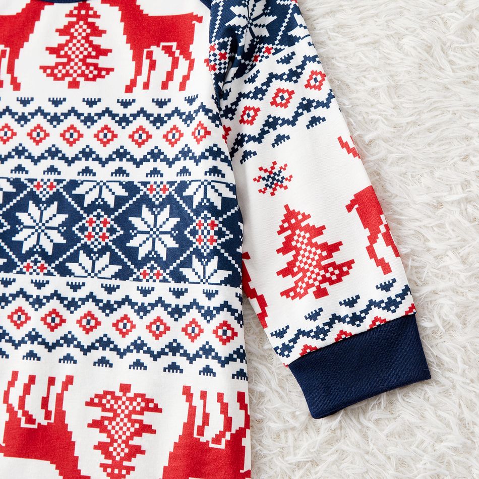 Christmas Family Matching Allover Print Long-sleeve Pajamas Sets (Flame Resistant) BLUEWHITE big image 17
