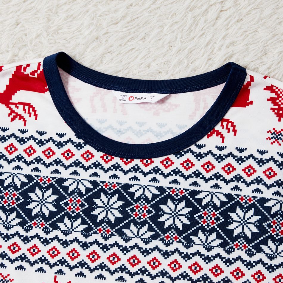 Christmas Family Matching Allover Print Long-sleeve Pajamas Sets (Flame Resistant) BLUEWHITE big image 7