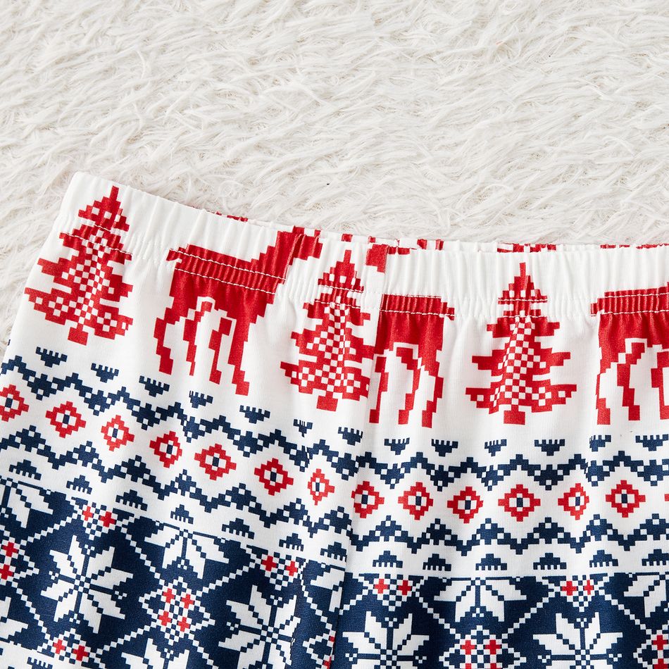 Christmas Family Matching Allover Print Long-sleeve Pajamas Sets (Flame Resistant) BLUEWHITE big image 11