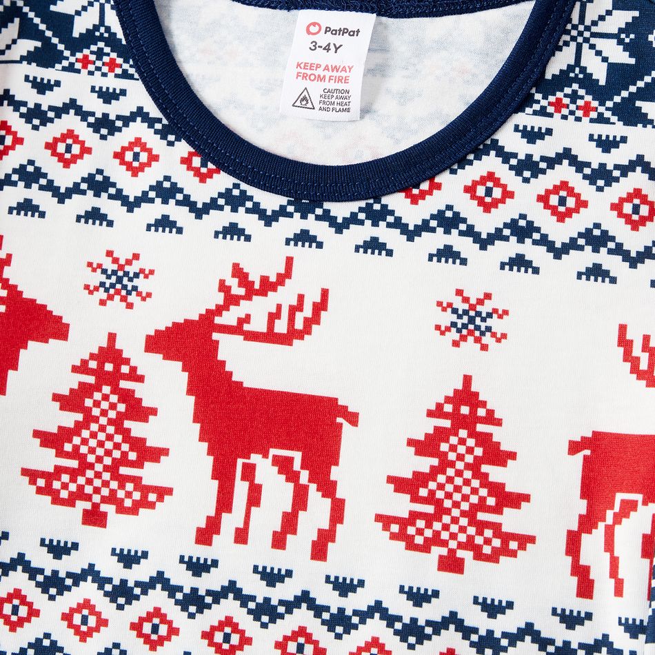 Christmas Family Matching Allover Print Long-sleeve Pajamas Sets (Flame Resistant) BLUEWHITE big image 14