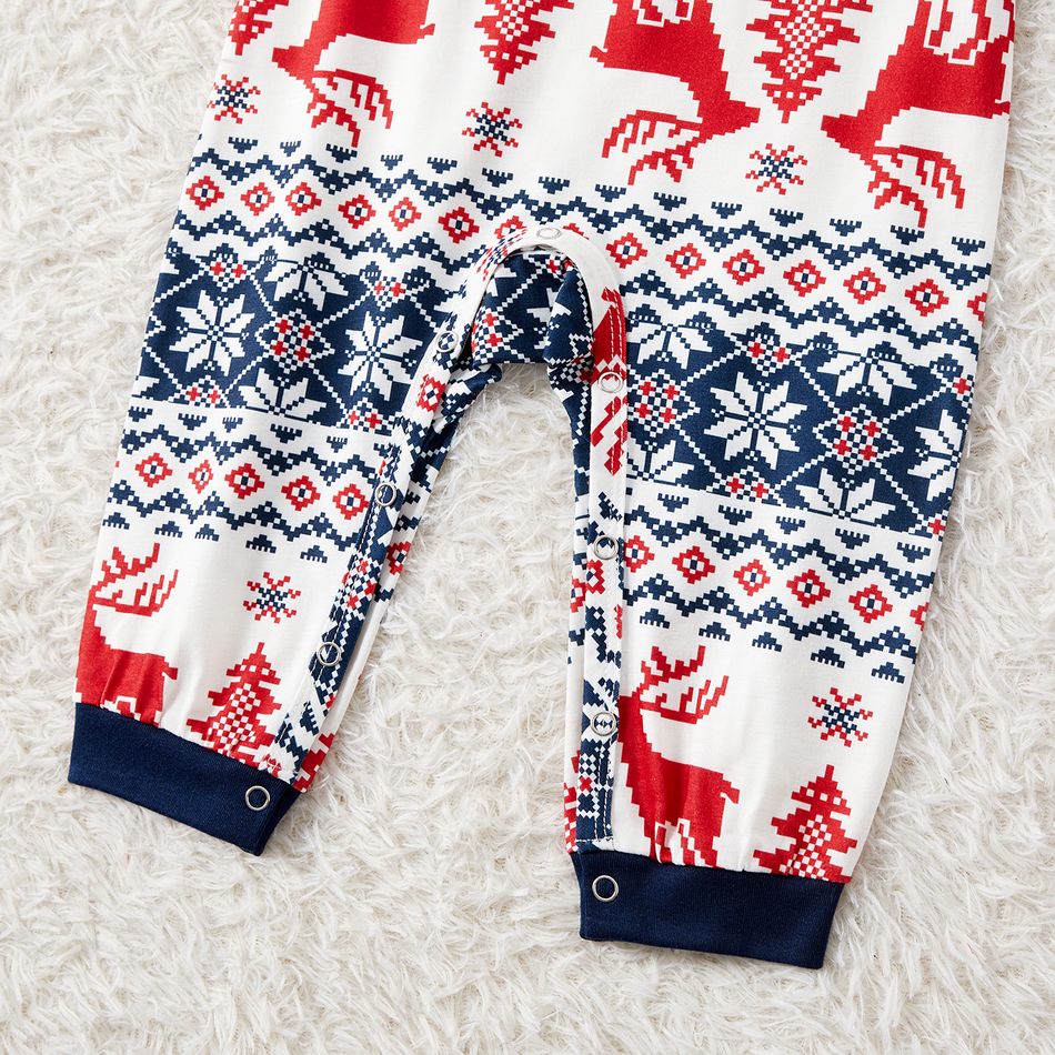 Christmas Family Matching Allover Print Long-sleeve Pajamas Sets (Flame Resistant) BLUEWHITE