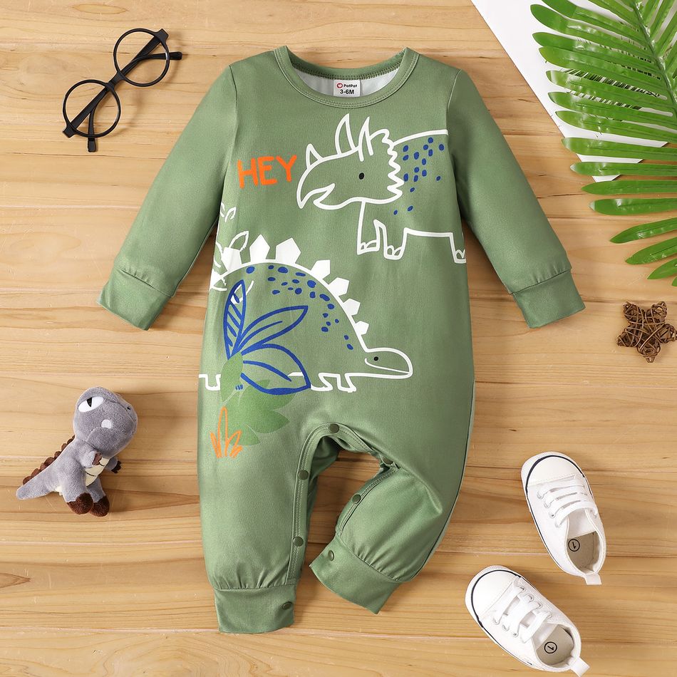 2-Pack Baby Boy 95% Cotton Long-sleeve Dinosaur Print Jumpsuits Set MultiColour big image 8