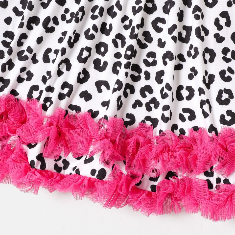 L.O.L. SURPRISE! Toddler Girl Leopard Print Mesh Ruffled Hem Long-sleeve Dress Black/White big image 4