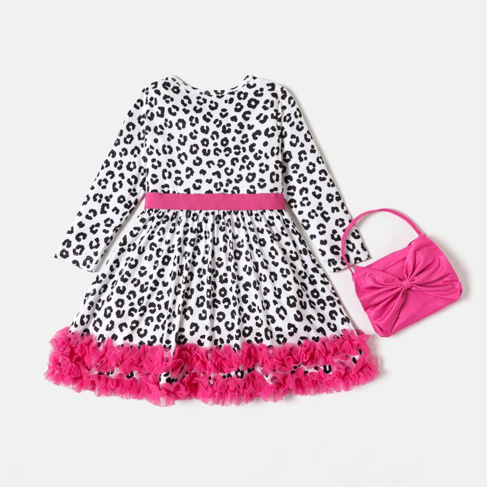 L.O.L. SURPRISE! Toddler Girl Leopard Print Mesh Ruffled Hem Long-sleeve Dress Black/White big image 2