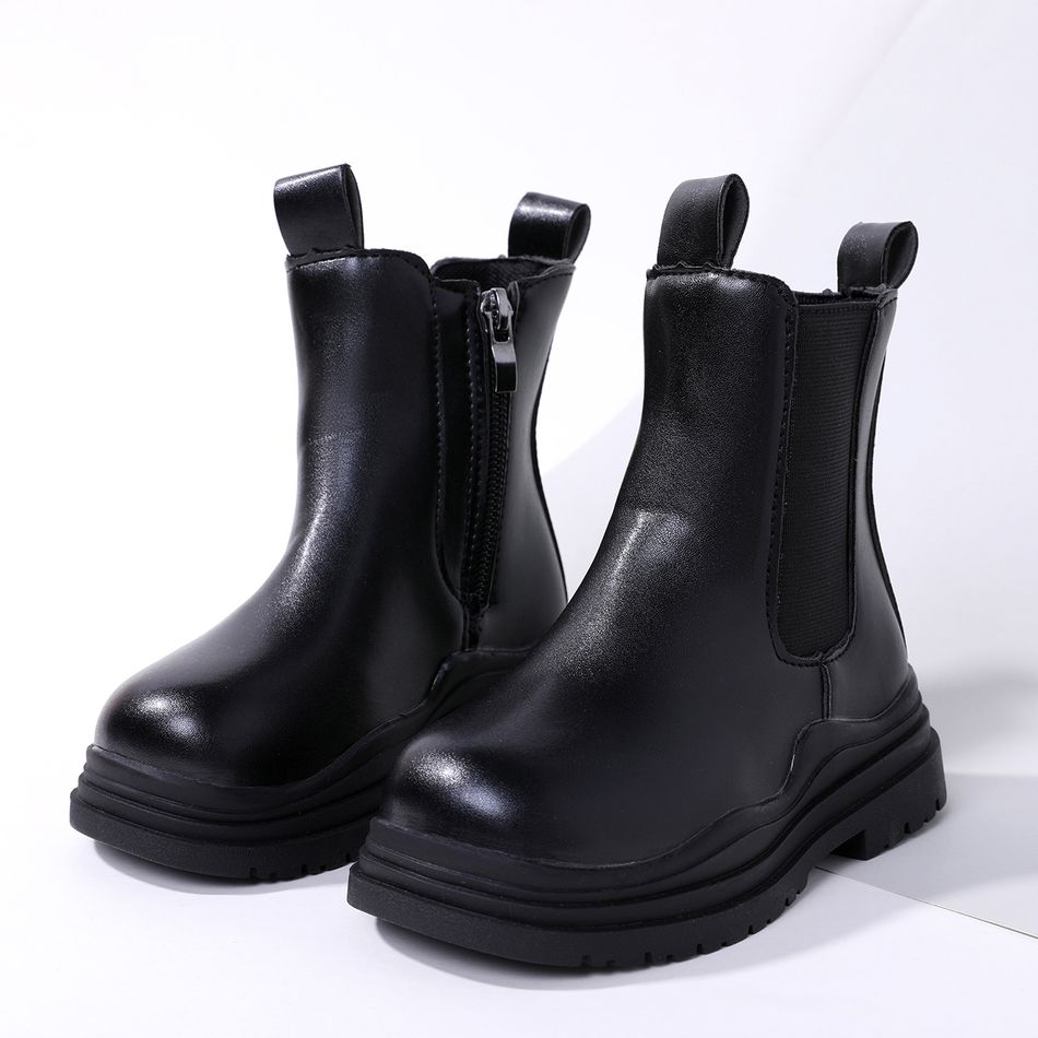 Toddler / Kid Side Zipper Black Chelsea Boots Black big image 3