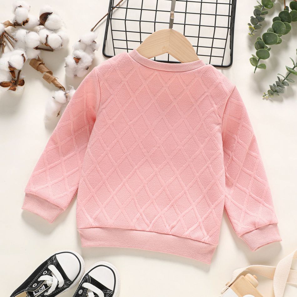 Toddler Girl/Boy Solid Color Textured Pullover Sweatshirt Pink big image 2