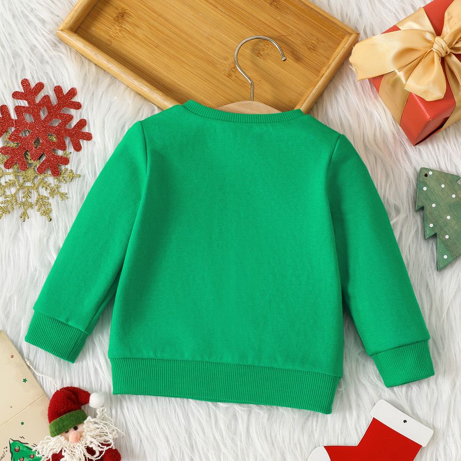 Natale Neonato Ragazzo Bottone Infantile Manica lunga Felpa Verde big image 2