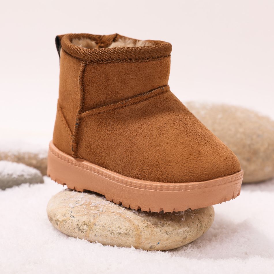 Toddler / Kid Solid Fleece-lining Thermal Snow Boots Khaki big image 3