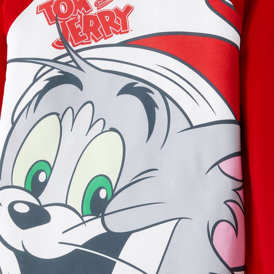 Tom and Jerry Family Matching Red Christmas Graphic Raglan-sleeve Pajamas Sets (Flame Resistant) Red big image 11