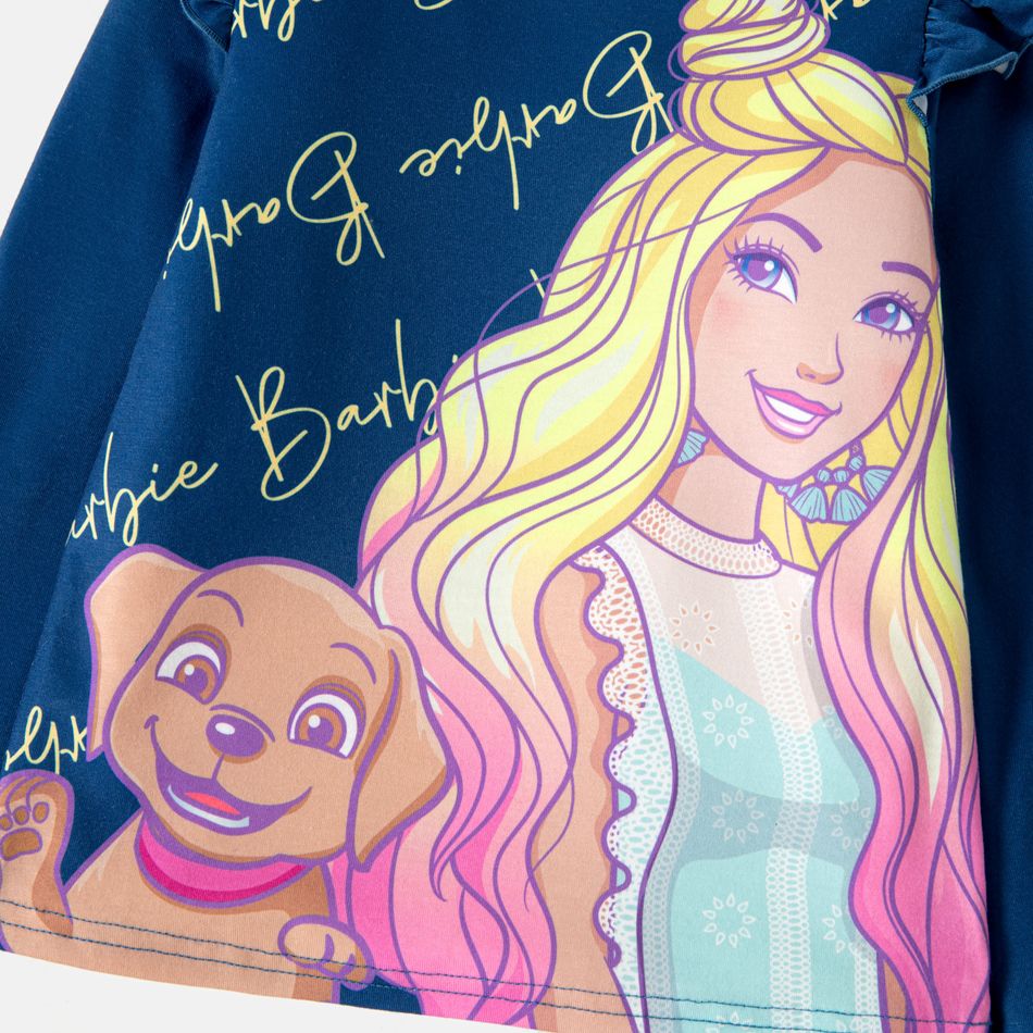 Barbie Criança Menina Mangas franzidas Infantil Manga comprida T-shirts azul tibetano big image 4