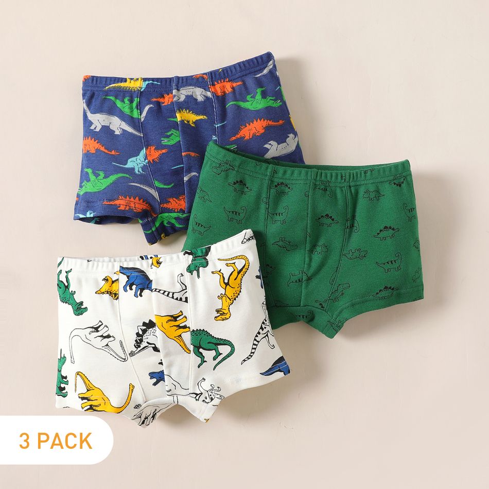 3-Pack Kid Boy Dinosaur Print Underwear Boxer Briefs Multi-color big image 1