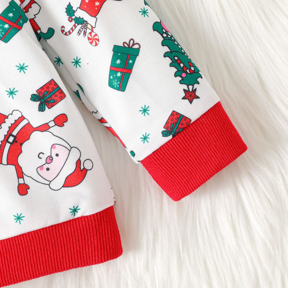 Christmas 2pcs Baby Boy Allover Xmas Tree & Santa Claus Print Long-sleeve Sweatshirt and Sweatpants Set REDWHITE big image 4