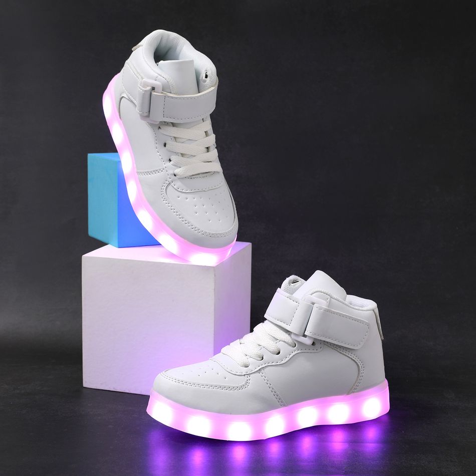 Kid Rechargeable LED High Top Sneakers White