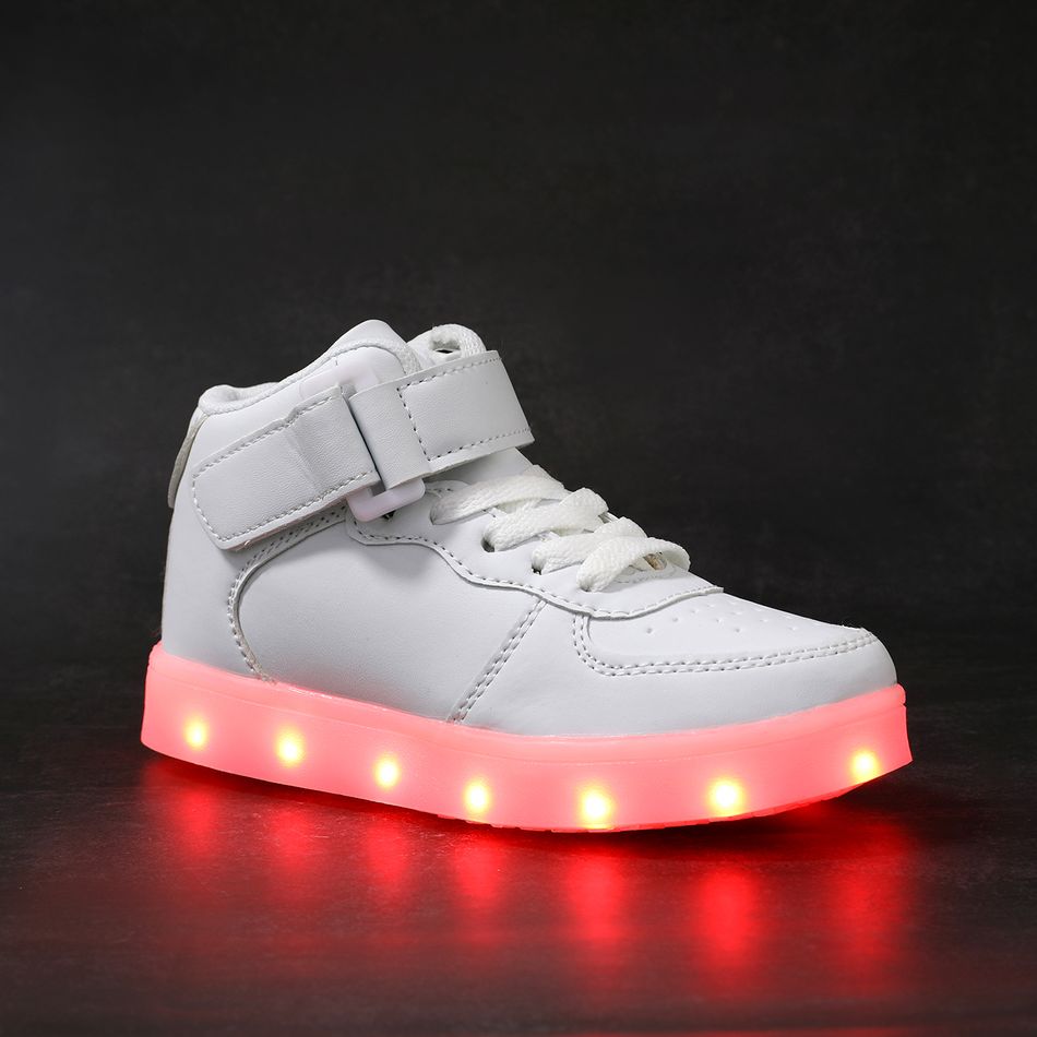 Kid Rechargeable LED High Top Sneakers White big image 3