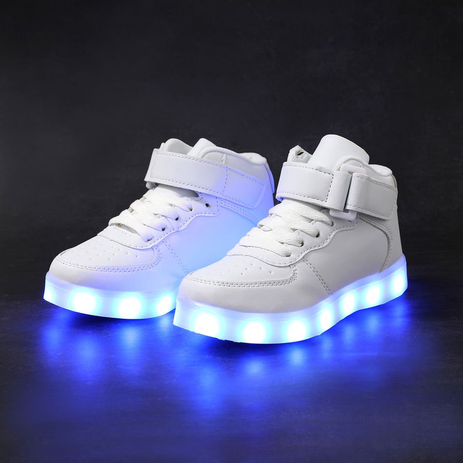 Kid Rechargeable LED High Top Sneakers White big image 4
