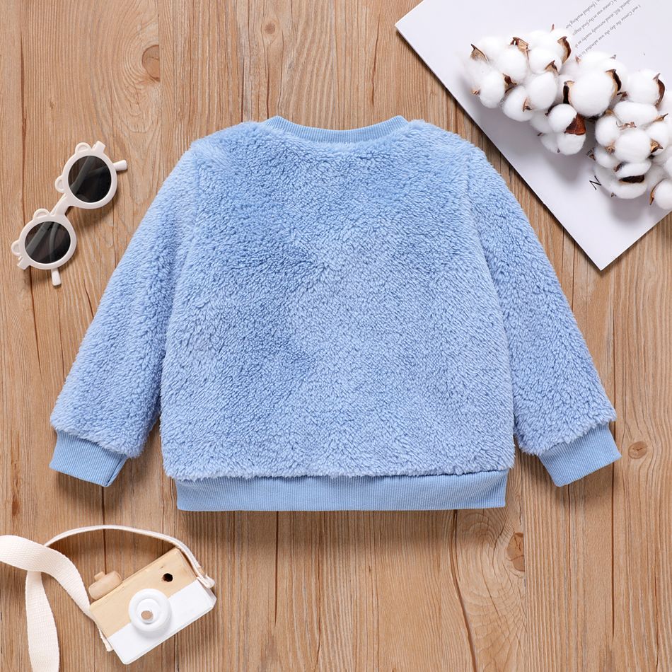 Toddler Girl/Boy Casual Solid Color Fleece Sweatshirt Blue big image 2