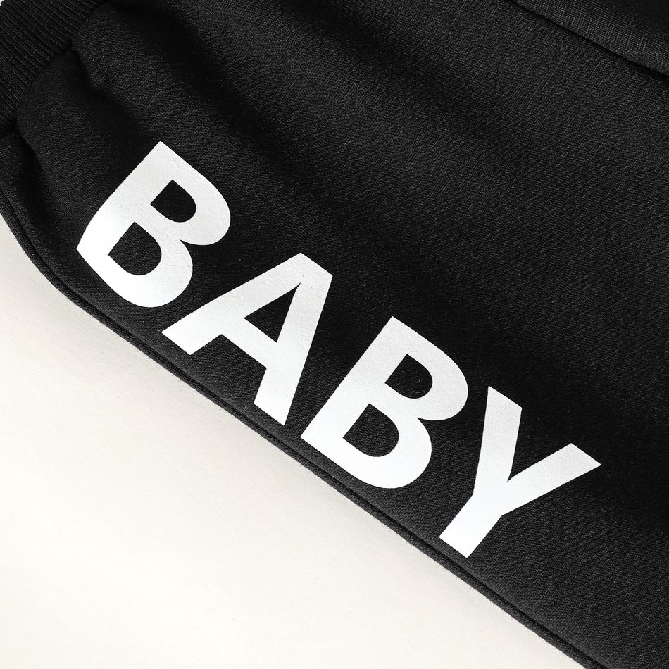 Baby Boy 95% Cotton Dinosaur & Letter Print Black Sweatpants Black big image 3