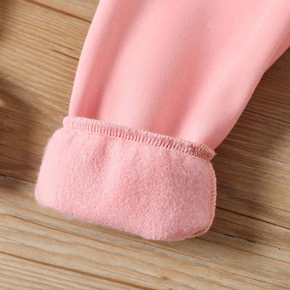 Toddler Girl Basic Solid Color Fleece Lined Elasticized Pants Pink