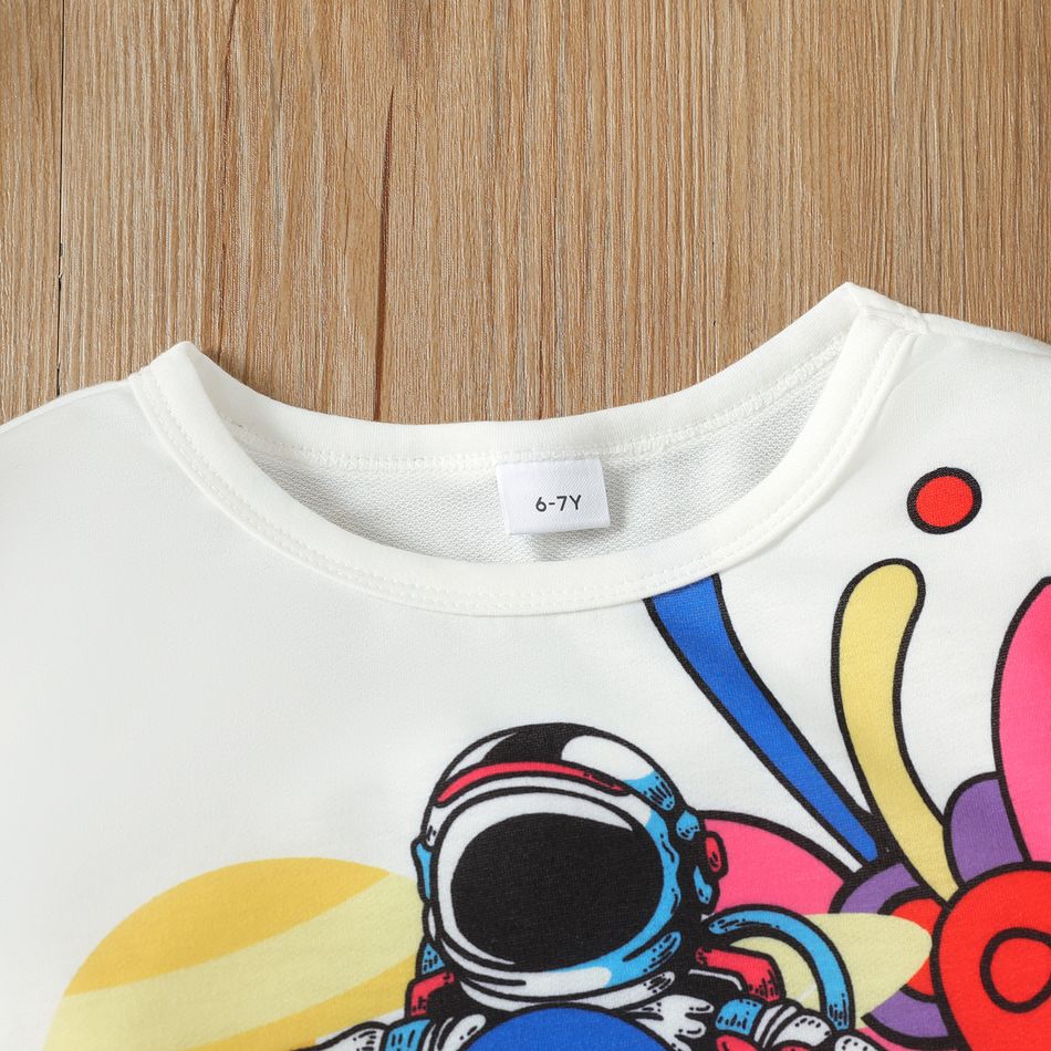 Kid Boy Space Astronaut Print Pullover Sweatshirt White big image 4