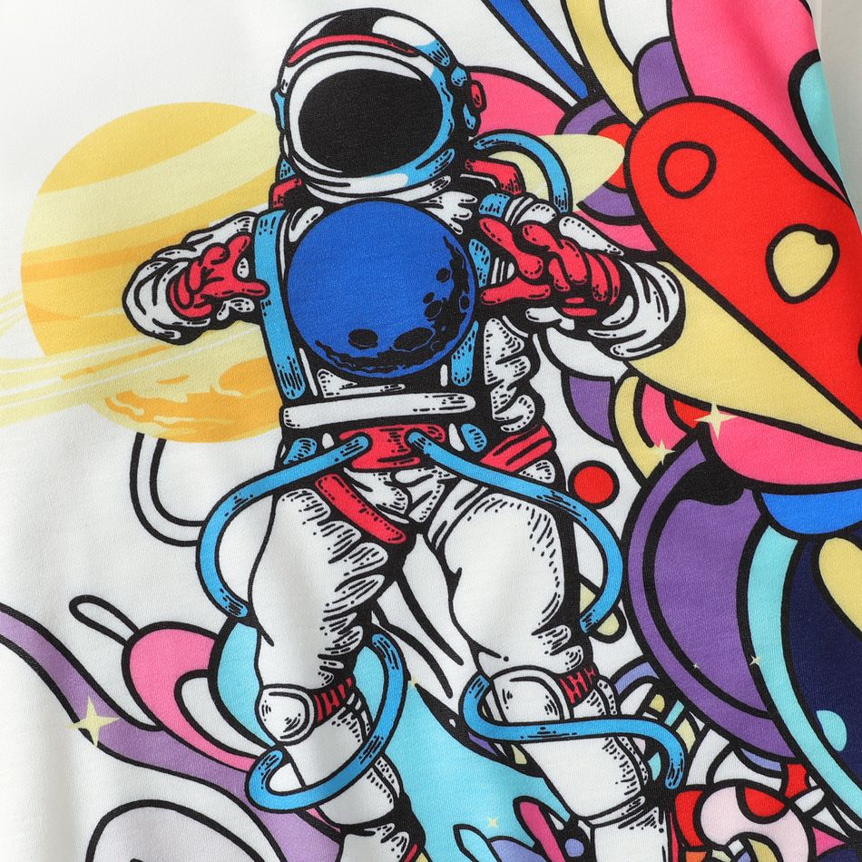 Kid Boy Space Astronaut Print Pullover Sweatshirt White big image 3