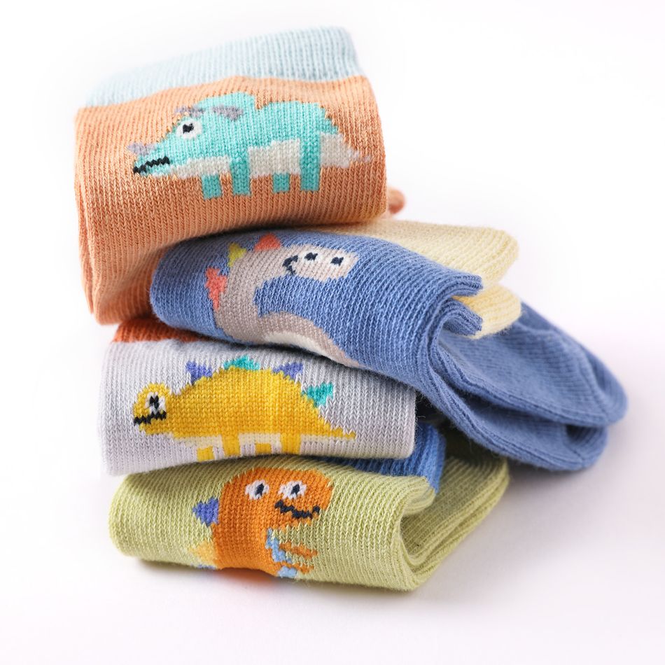 4-pairs Baby / Toddler Cartoon Dinosaur Graphic Socks Multi-color big image 1