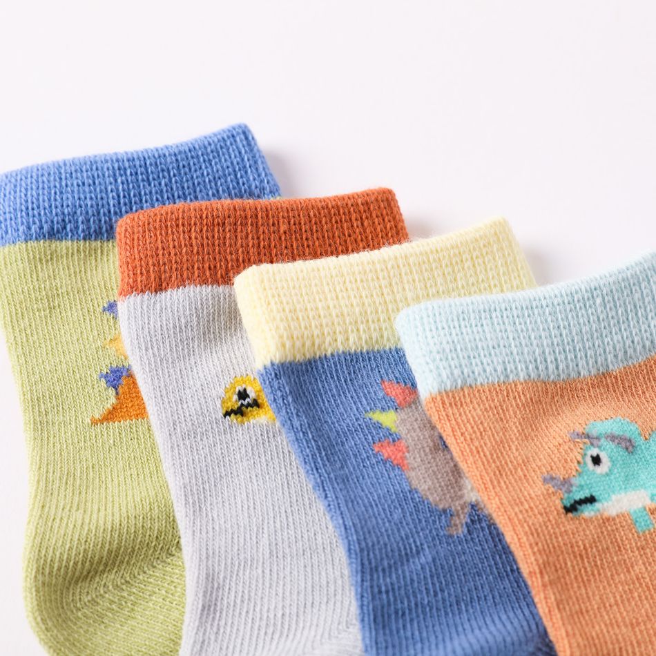 4-pairs Baby / Toddler Cartoon Dinosaur Graphic Socks Multi-color big image 4