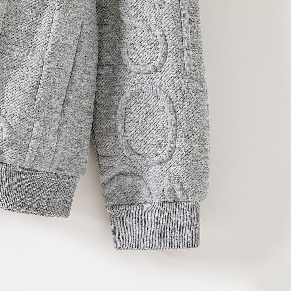 Family Matching Grey Letter Textured Long-sleeve Crewneck Sweatshirts MiddleAsh big image 3