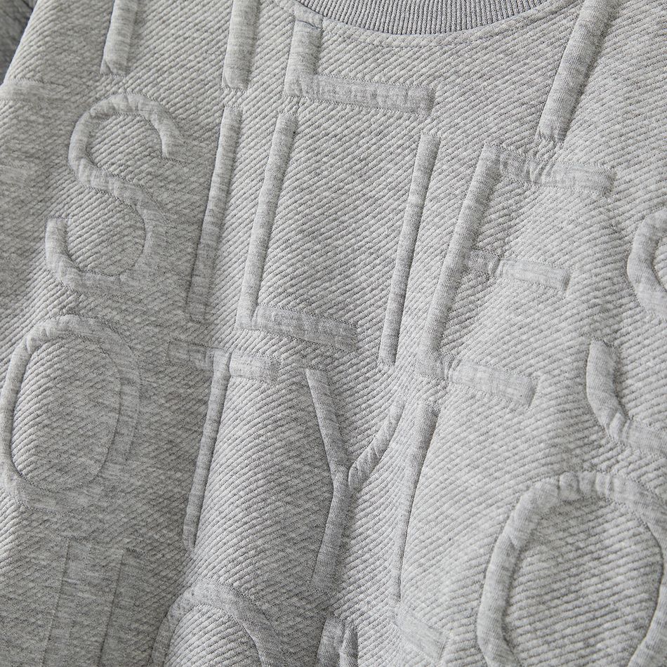 Family Matching Grey Letter Textured Long-sleeve Crewneck Sweatshirts MiddleAsh big image 4