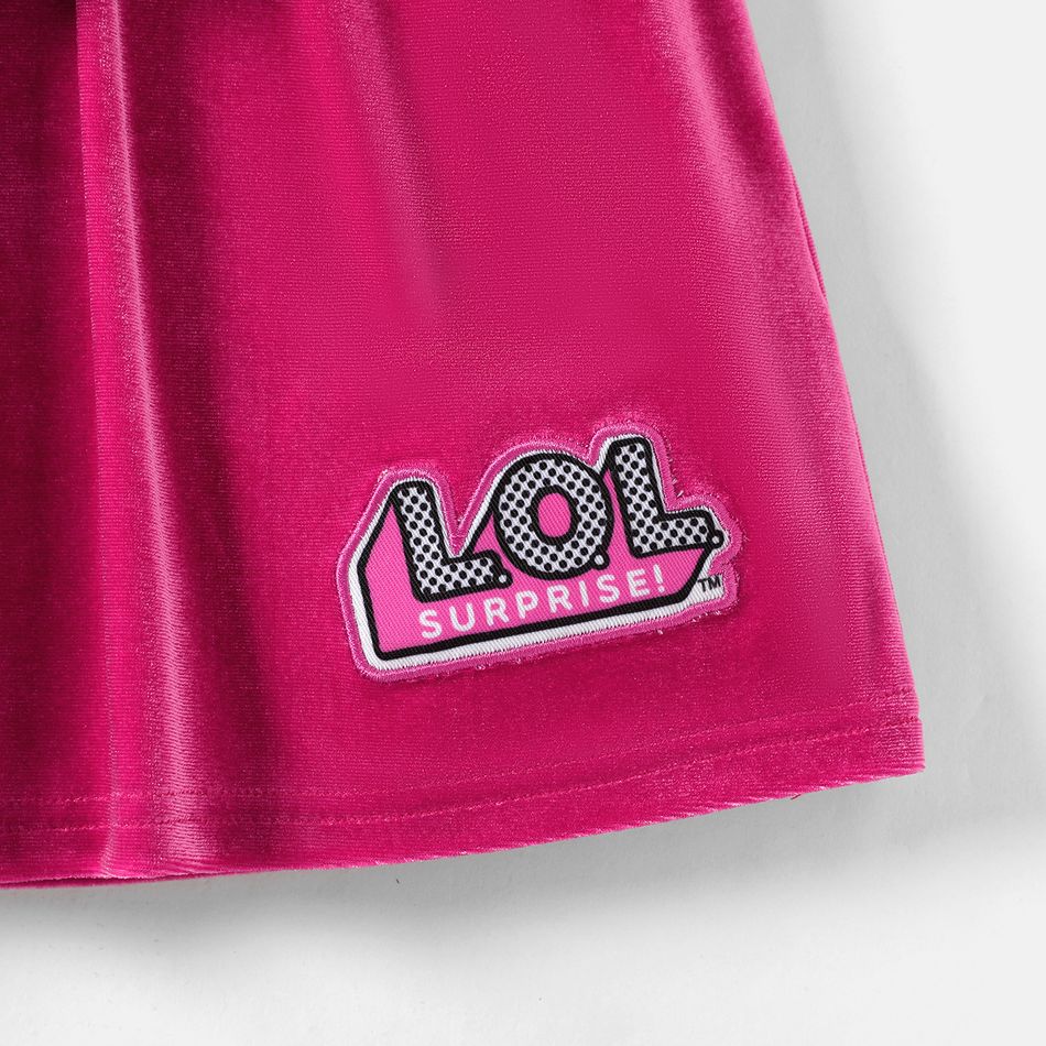 L.O.L. SURPRISE! 2pcs Kid Girl Character Print Hoodie Sweatshirt and Velvet Skirt Set ColorBlock big image 5