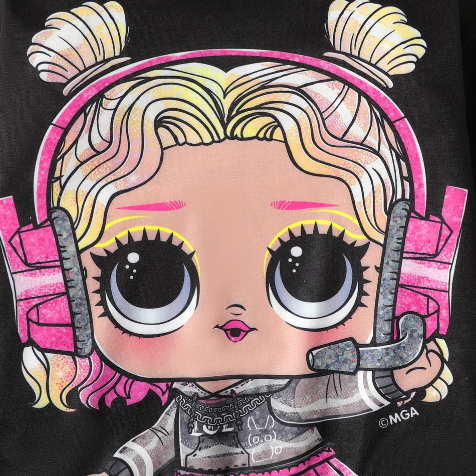 L.O.L. SURPRISE! 2pcs Kid Girl Character Print Hoodie Sweatshirt and Velvet Skirt Set ColorBlock big image 2