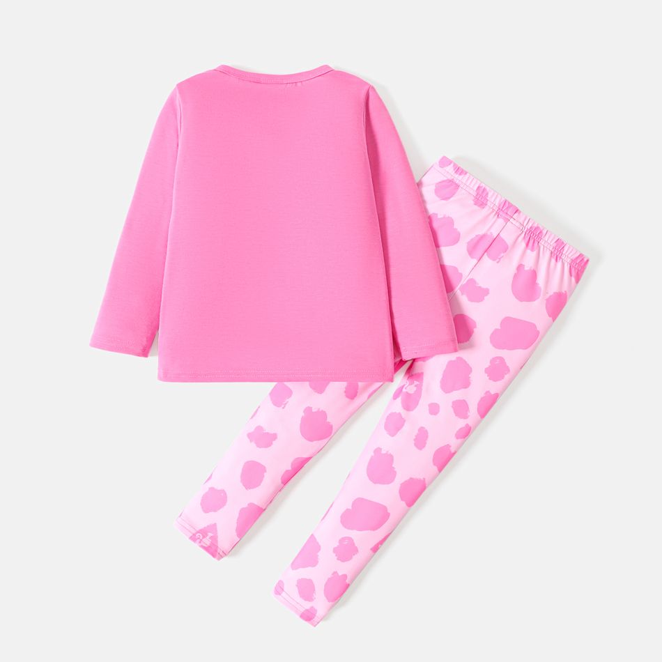 Barbie 2pcs Toddler Girl Character Print Long-sleeve Tee and Allover Print Leggings Set Pink big image 5
