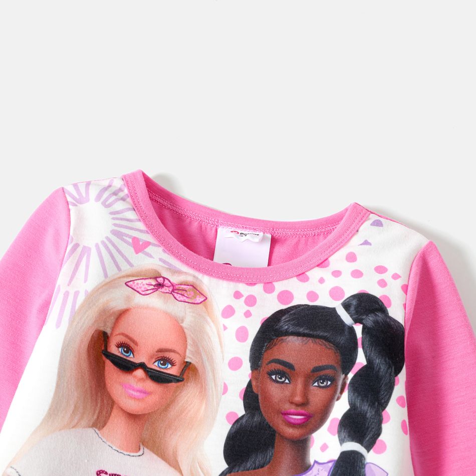 Barbie 2pcs Toddler Girl Character Print Long-sleeve Tee and Allover Print Leggings Set Pink big image 6