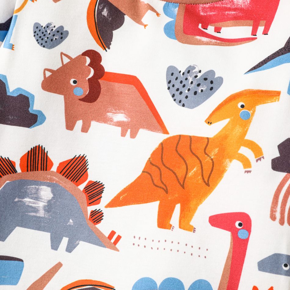 2pcs Toddler Boy Dinosaur Print Long-sleeve Tee and Pants Pajamas Set MultiColour big image 4