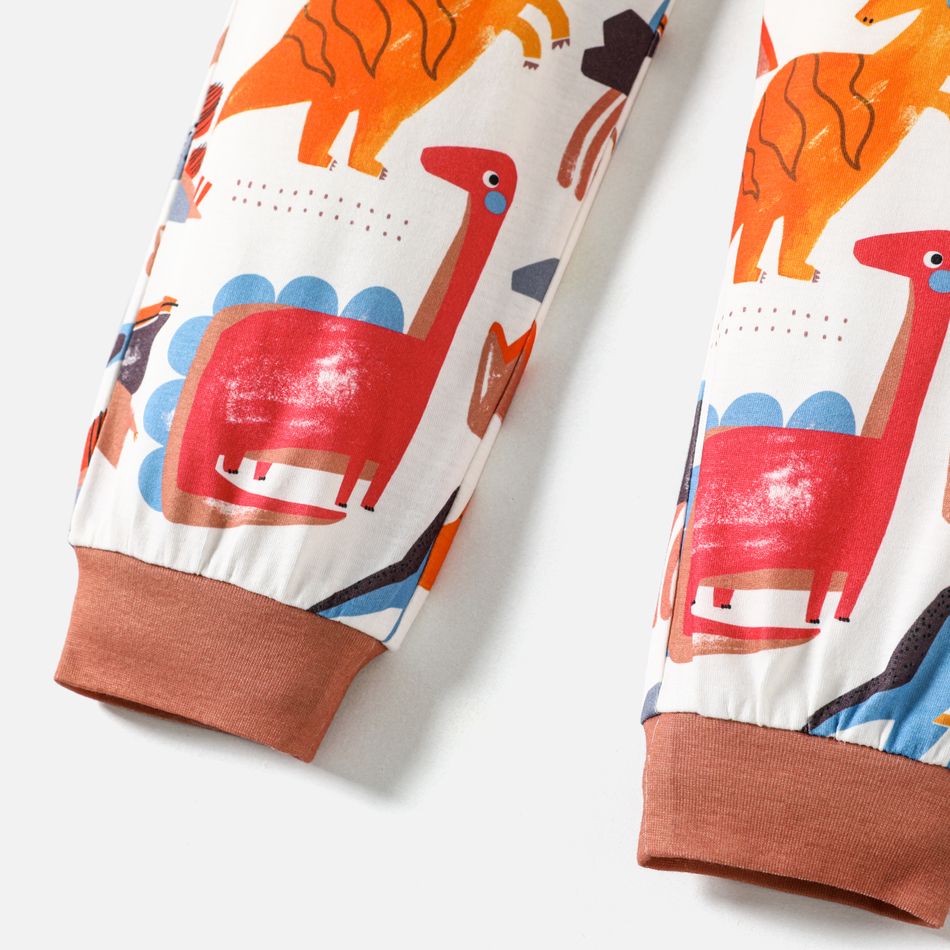 2pcs Toddler Boy Dinosaur Print Long-sleeve Tee and Pants Pajamas Set MultiColour big image 5