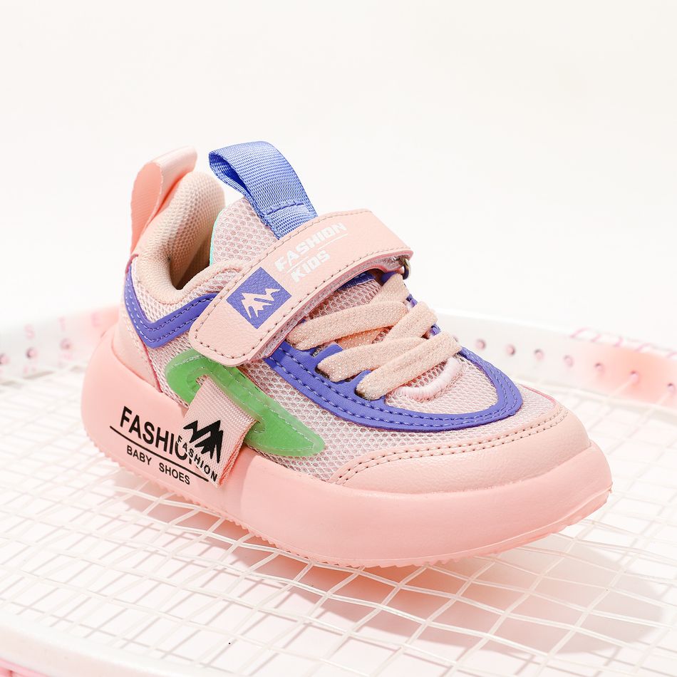 Toddler / Kid Fashion Letter Graphic Breathable Mesh Sneakers Pink big image 3