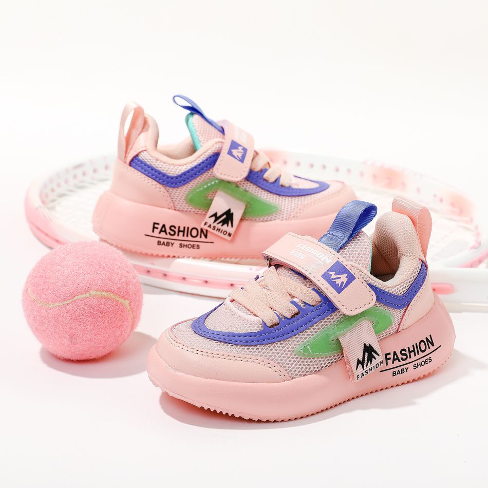 Toddler / Kid Fashion Letter Graphic Breathable Mesh Sneakers Pink big image 2