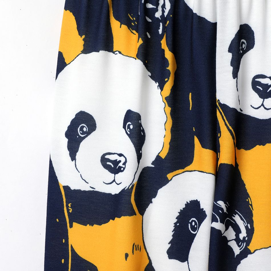 Kid Boy Panda Print Colorblock Elasticized Pants Multi-color big image 3