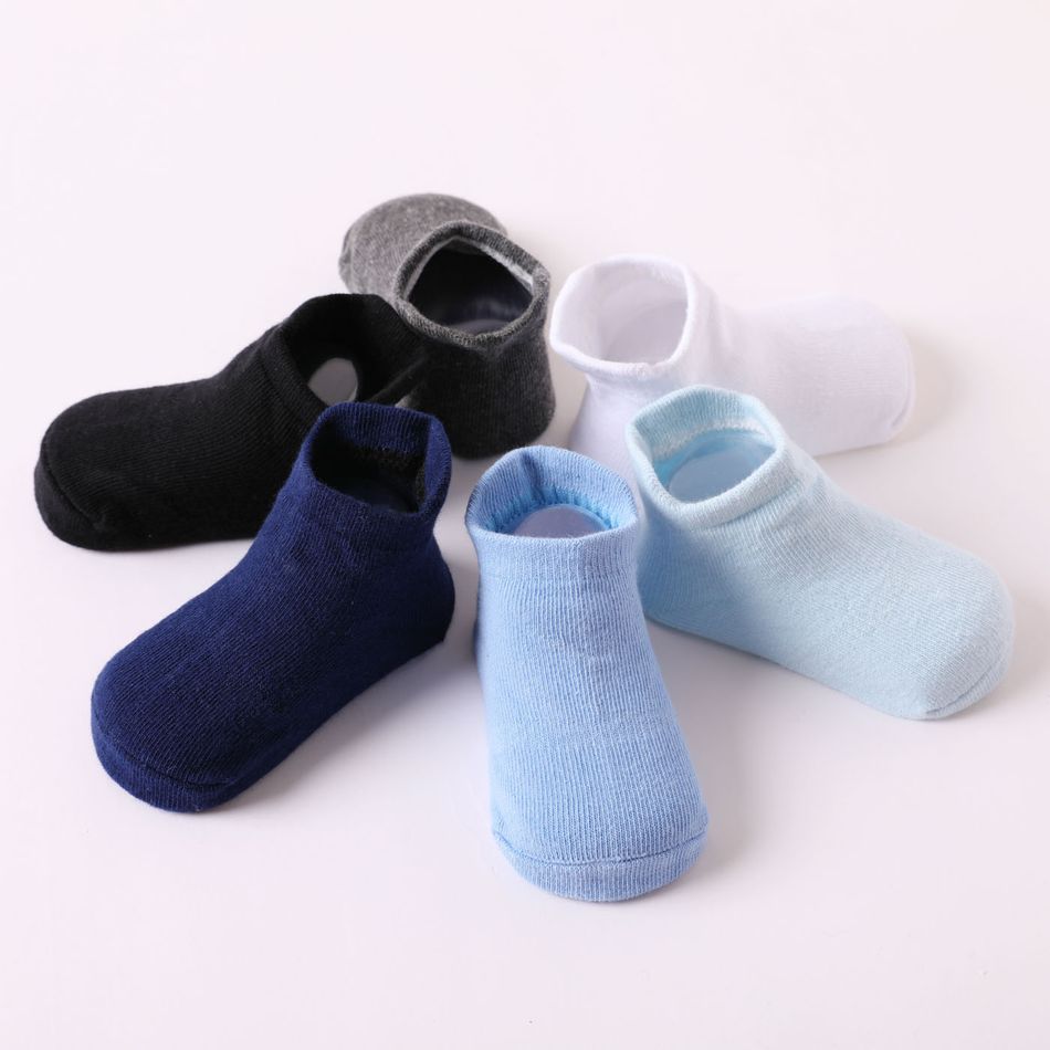 6 pares de meias antiderrapantes sólidas para bebês/crianças Multicolorido big image 4