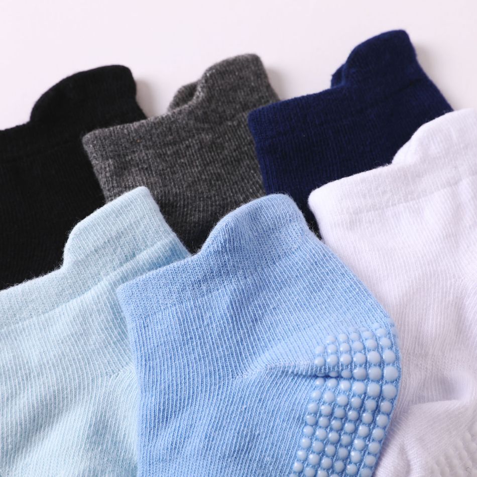 6 pares de meias antiderrapantes sólidas para bebês/crianças Multicolorido