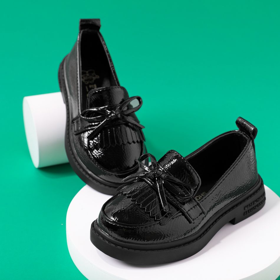 Toddler / Kid Fashion Fringe & Bow Decor Black Loafers Black big image 6