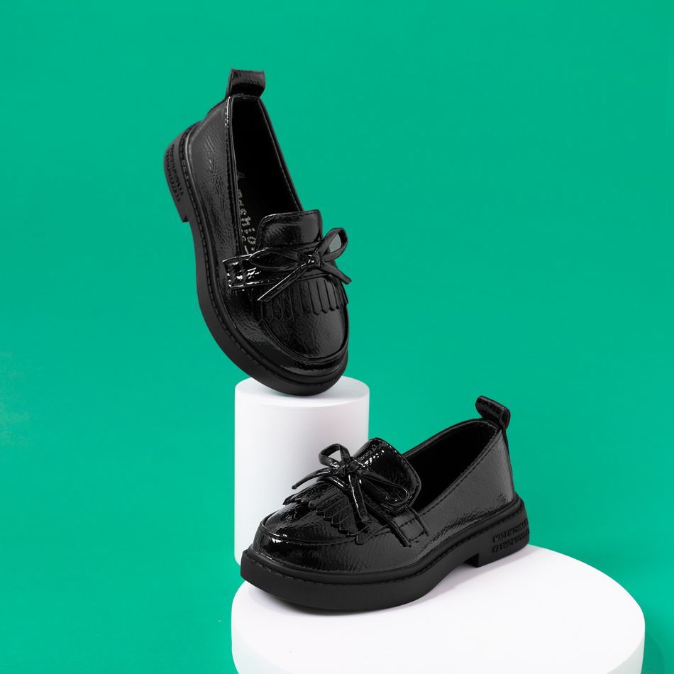 Toddler / Kid Fashion Fringe & Bow Decor Black Loafers Black big image 5